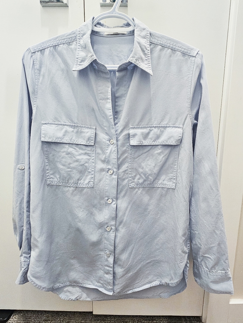 Babaton Utility Light Blue Grey Button Down